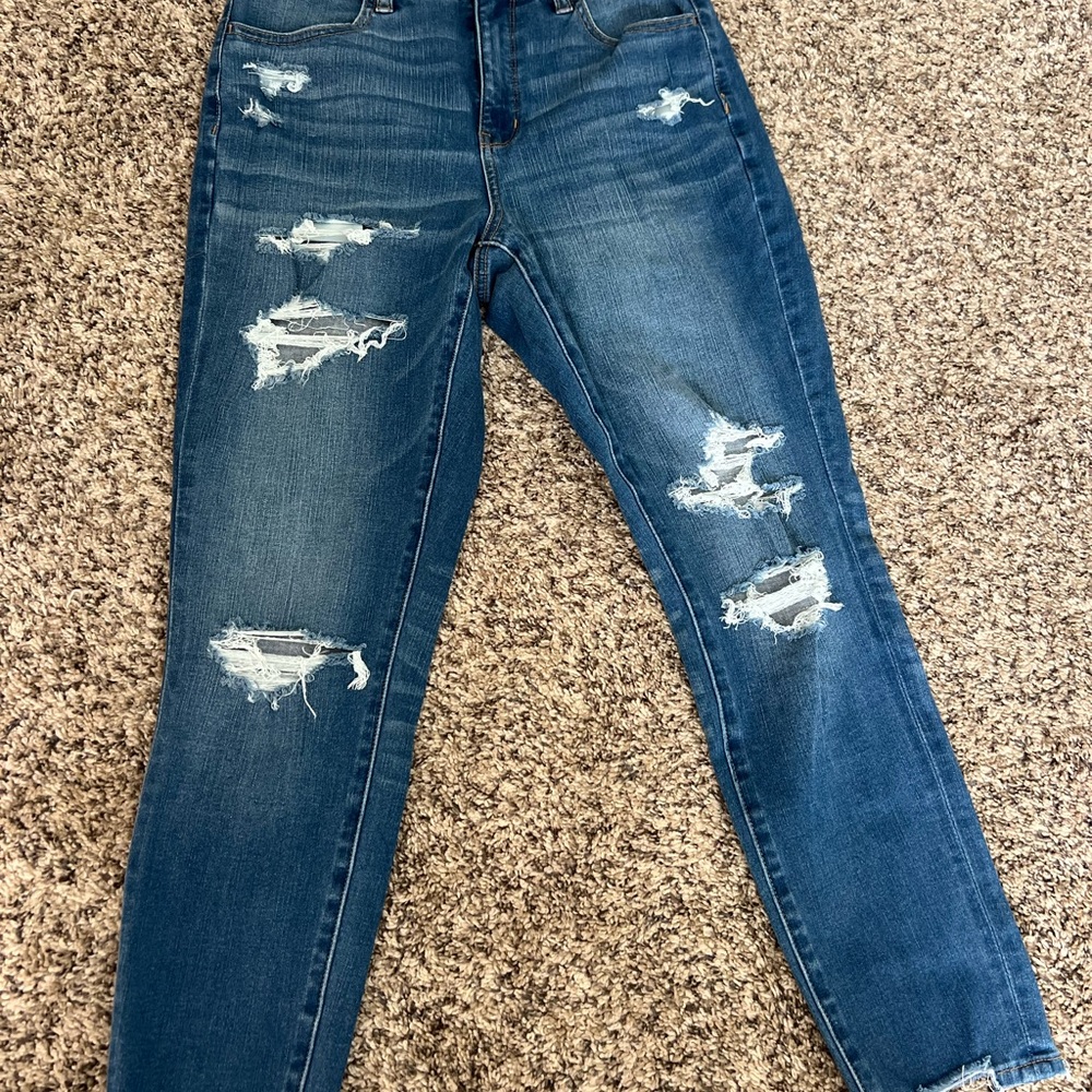 American Eagle Outfitters Ripped Blue Skinny Jeans